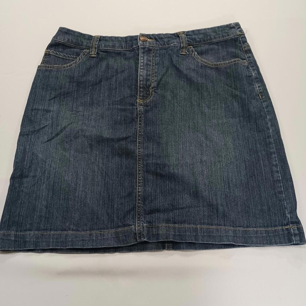 Merona RN#17730 Women's Blue Cotton Blend Stretch Denim Skirt Size 14 Waist 34"
